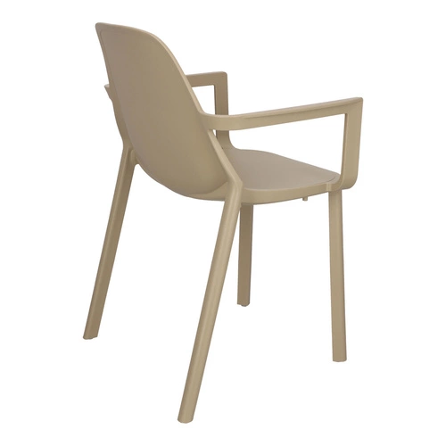 Krzesło ogrodowe z podłokietnikami PIU Arm beżowe SCAB Design, nowoczesne sztaplowane tworzywo