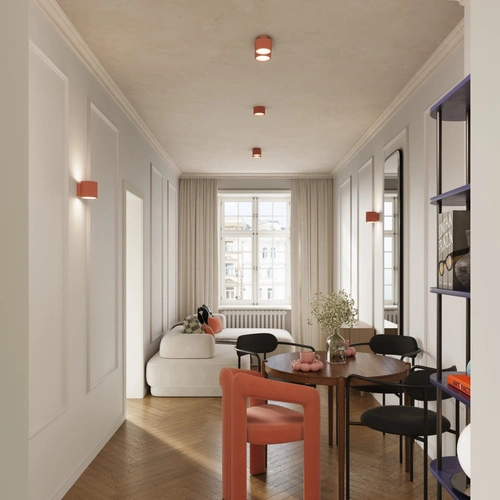 Plafon sufitowy AURA 2 różowy okrągły nowoczesny do salonu i kuchni aluminium GX53