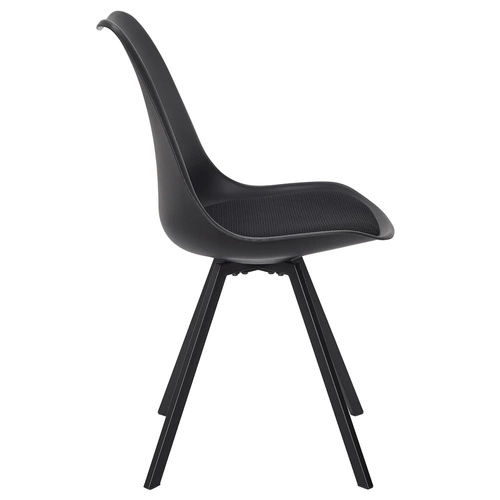 Krzesło tapicerowane Atom czarne do jadalni nowoczesne na metalowych nogach Intesi