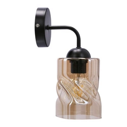 Kinkiet Felis lampa czarny 1x60W E27 klosz bursztynowy