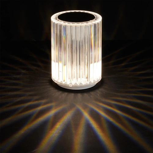 Lampka nocna LED Cryształowa Intesi nowoczesna biała przenośna do sypialni i salonu