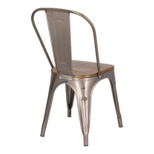 Krzesło Paris Wood D2.DESIGN metalowe z drewnianym siedziskiem do jadalni styl industrialny