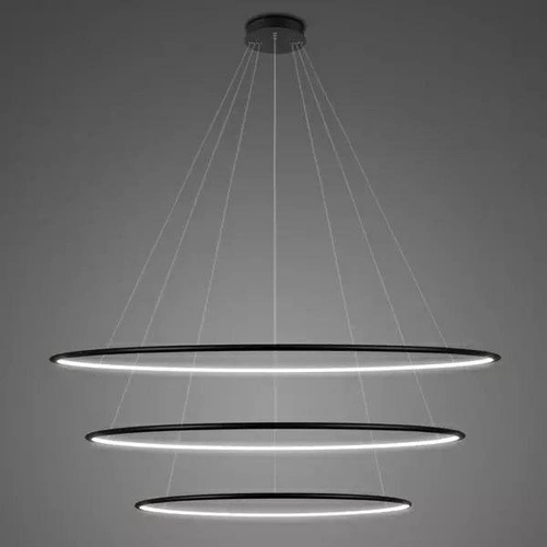 Lampa wisząca LED Ledowe Okręgi czarna 150 cm nowoczesna do salonu z regulacją
