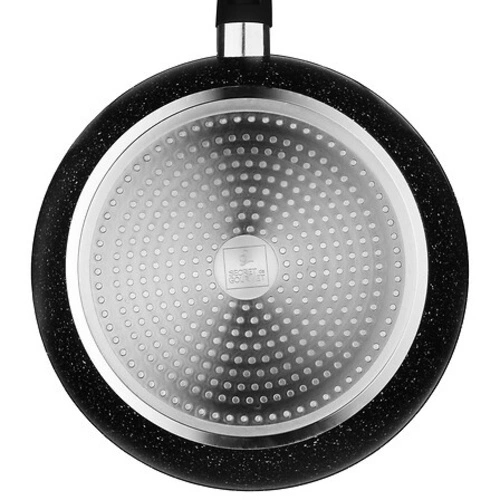 Patelnia aluminiowa z pokrywką kuta 28    cm czarna