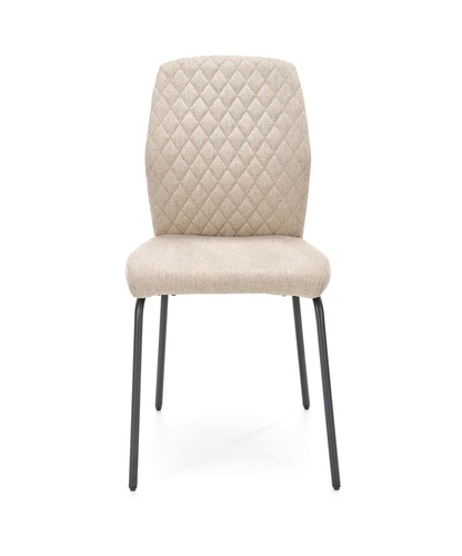 Krzesło tapicerowane Honorine beżowe do jadalni nowoczesne z czarnymi nogami Intesi