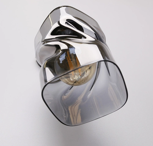 Kinkiet ścienny Felis nowoczesny czarny z dymionym szklanym kloszem do salonu i sypialni