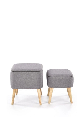 Zestaw 2 puf Gryf szare ze schowkiem na nóżkach do salonu i przedpokoju Intesi