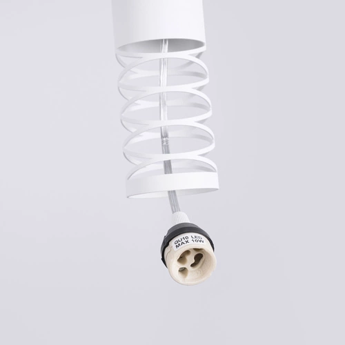 Nowoczesna lampa wisząca LAMI 3P biały metal do salonu i kuchni spiralny design