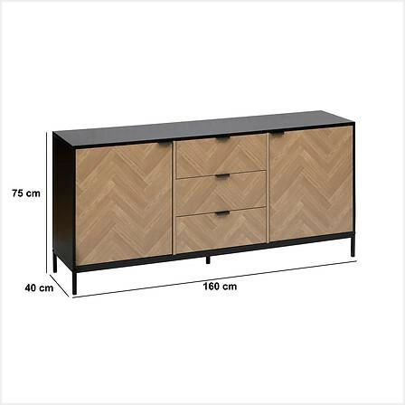 Komoda Chevrons z efektem drewna