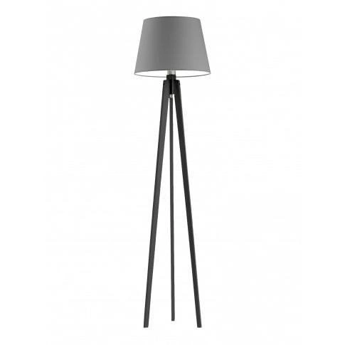 Lampa podłogowa CURACAO abażur szary stalowy stelaż hebanowy