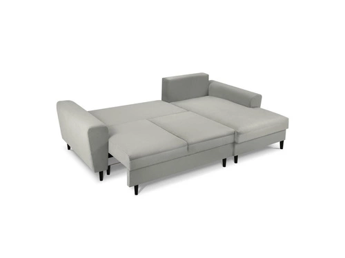 Narożnik z funkcją spania Moghan Light Grey Corduroy Prawostronna kolor nóg czarny