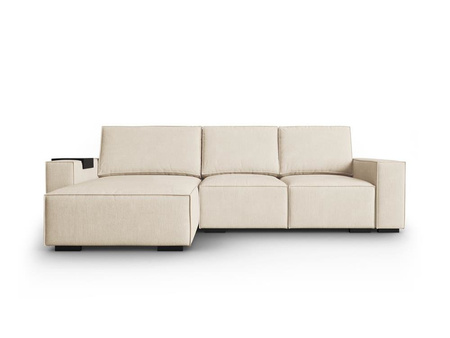 Narożnik z funkcją spania Ballo Beige Corduroy dwustronny