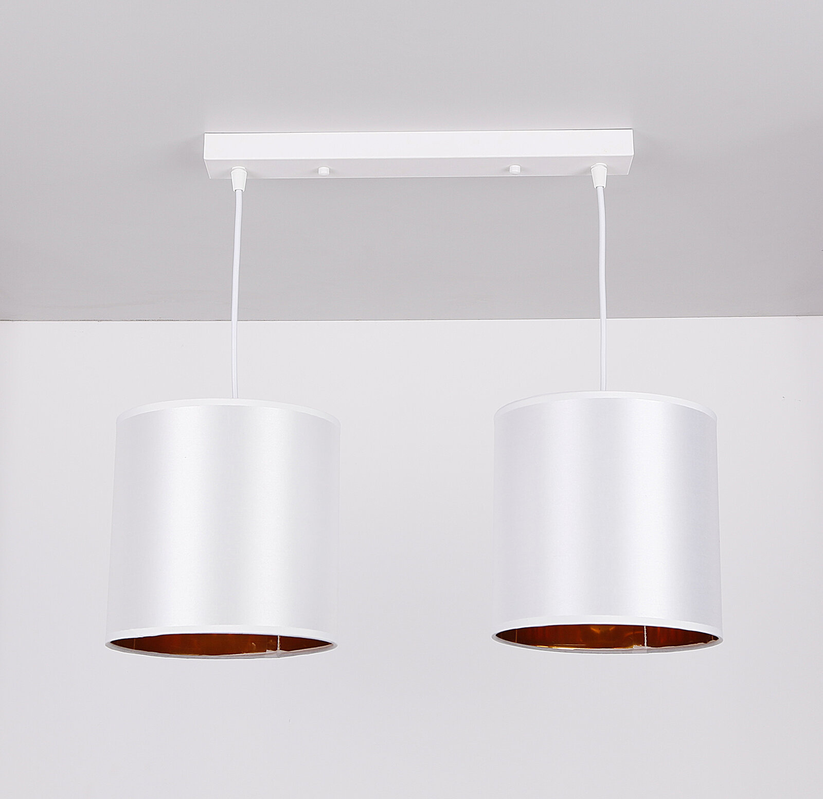 Lampa wisząca Atlanta biały 2x40W E27 abażur biały