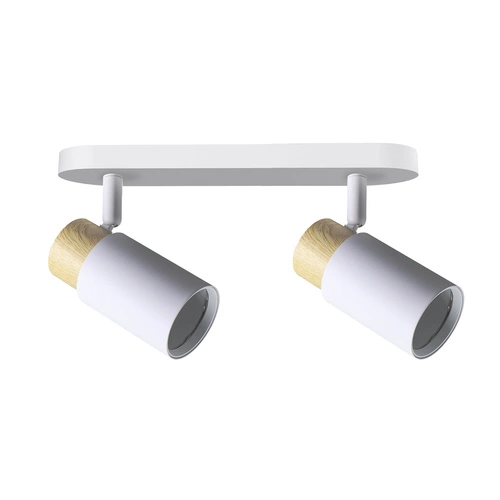 Lampa sufitowa Claro biała z drewnem, regulowana do salonu i kuchni, nowoczesna 2-punktowa