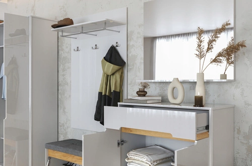 Szafa Steff biała nowoczesna z półkami głębokość 40 do sypialni lub przedpokoju