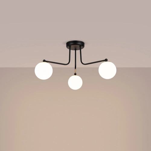 Żyrandol ASTRAL 3 czarny minimalistyczny szklane kule do salonu i jadalni SOLLUX