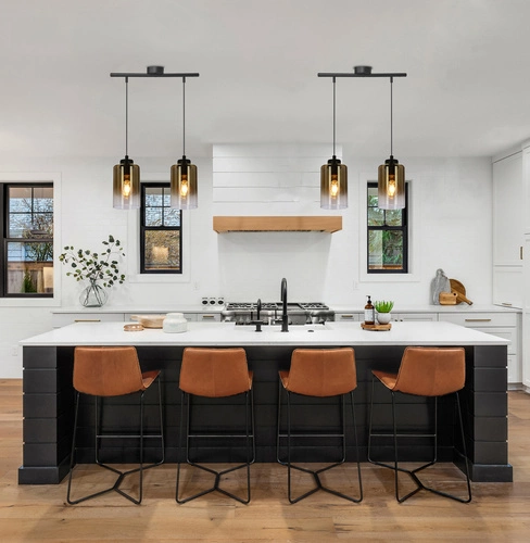 Nowoczesna lampa wisząca Aspra czarna szkło bursztynowe do salonu i sypialni 2-punktowa