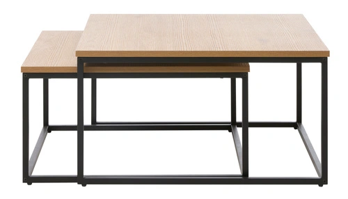 Zestaw stolików kawowych Resul 2w1 kwadratowych loft dąb czarny 75x75cm do salonu