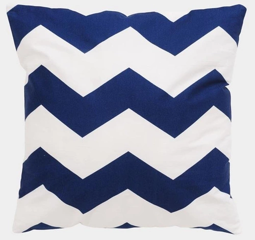 Poduszka dekoracyjna Chevron 40x40 bawełniana do salonu i sypialni biało-granatowa
