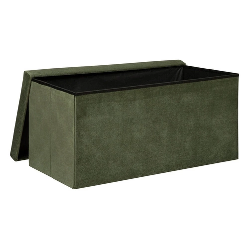 Pufa Lilou XL zielona składana ze schowkiem do przedpokoju nowoczesna Atmosphera 76 cm