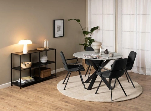 Stół do jadalni Heaven 120 cm szary ceramiczny blat czarne nogi nowoczesny Actona