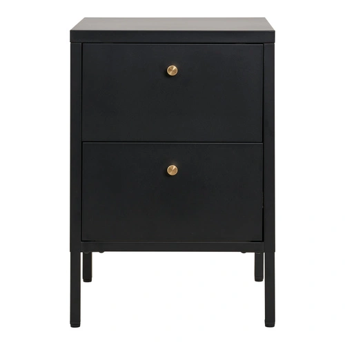 Szafka nocna Dalby czarna metalowa loftowa z 2 szufladami