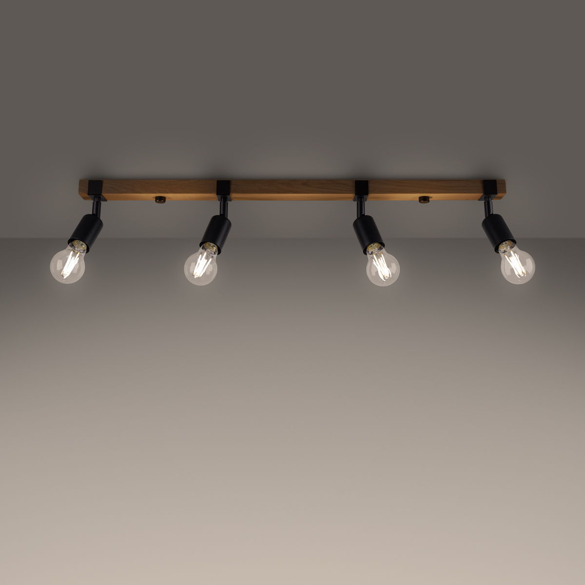 Plafon sufitowy ZUCA 4 czarny nowoczesny metalowo-drewniany do salonu Sollux Lighting