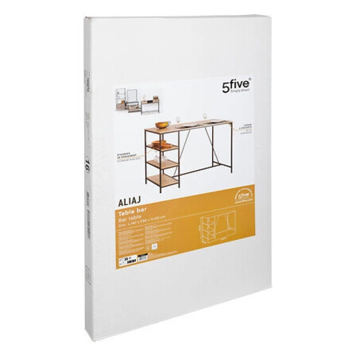 Stolik barowy Aliaj z 3 półkami z efektem drewna