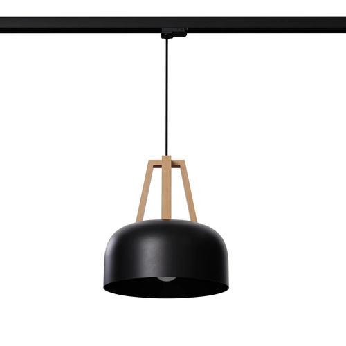 Lampa wisząca CASCO czarna/naturalne  drewno E27 4000K 7,5W 690lm