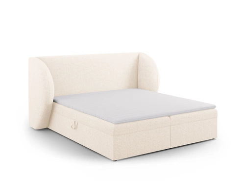 Łóżko tapicerowane Miley 140x200 beżowe z pojemnikiem nowoczesne do sypialni