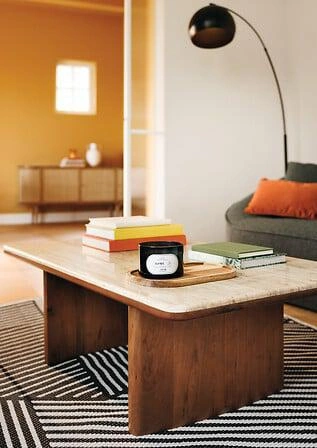 Stolik kawowy Jivan prostokątny trawertynowy do salonu nowoczesny skandynawski Atmosphera