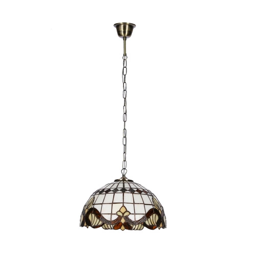 Lampa wisząca Marsala 30 patynowy 1x60  E27 klosz witrażowy