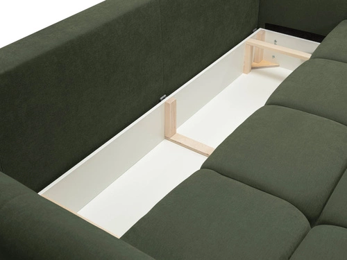 Sofa rozkładana Bode 3 osobowa z funkcją spania i pojemnikiem zielona do salonu