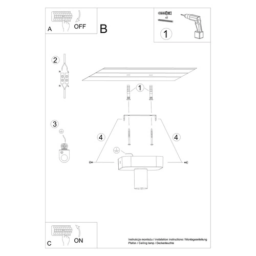 Plafon sufitowy betonowy TAVO 1 szary industrialny do salonu i kuchni SOLLUX LIGHTING