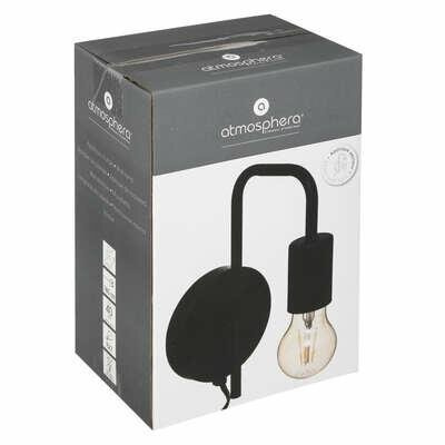 Kinkiet ścienny Keli czarny nowoczesny industrialny z kablem do salonu i sypialni Atmosphera