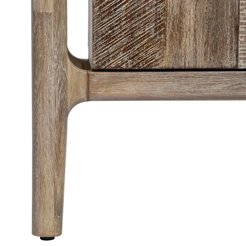 Regał na książki Banila drewniany akacja naturalny bielony z szafką do salonu Atmosphera