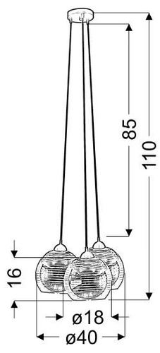 Nowoczesna lampa wisząca Trio 3-punktowa szklana do salonu i sypialni chrom 110 cm
