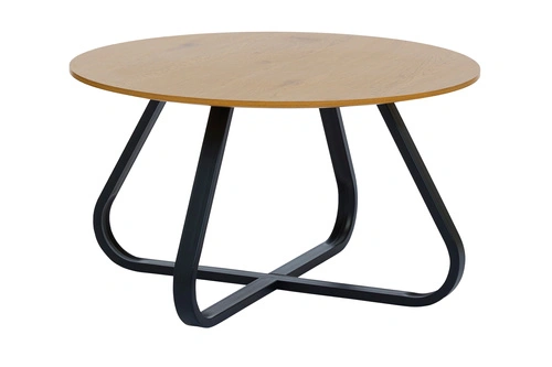 Okrągły stolik kawowy Resul 80 cm dębowy czarny nowoczesny loft do salonu