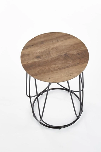 Stolik kawowy okrągły Jenna S orzechowy czarny nowoczesny metalowy do salonu Intesi