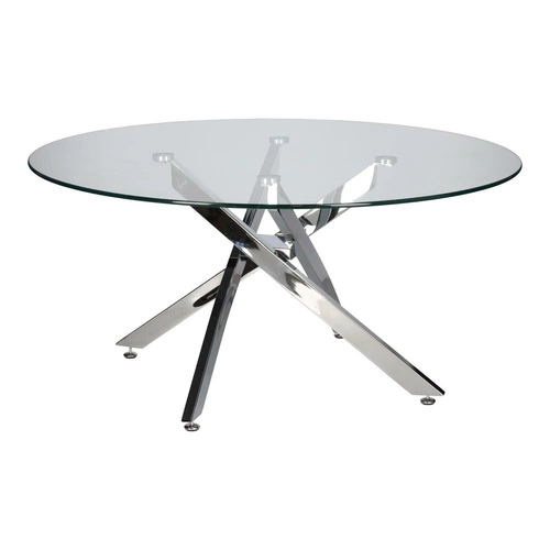 Stolik kawowy Amber 90 cm okrągły szklany chrom nowoczesny glamour do salonu Intesi