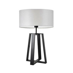 Lampka nocna do sypialni Thor nowoczesna z abażurem jasny szary na czarnym stelażu LYSNE