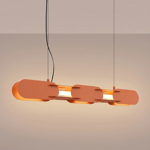 Lampa wisząca LED CHAIN 91 do jadalni nowoczesna ochra czerwona