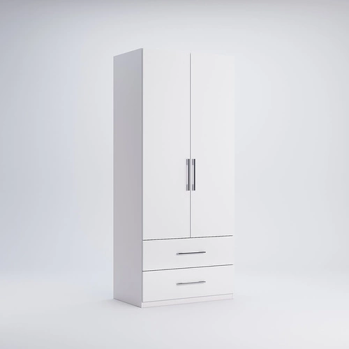 Szafa Flory biała połysk z szufladami i półką nowoczesna do sypialni 90 cm