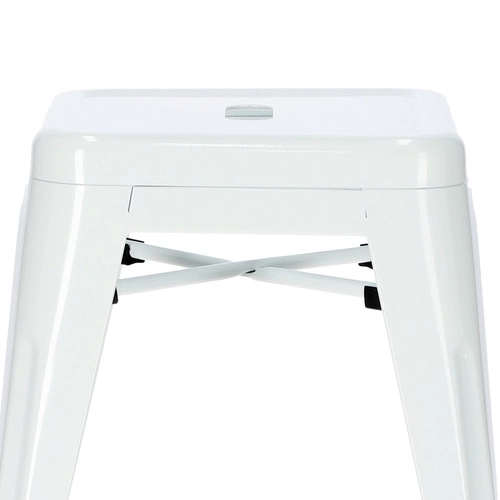 Taboret metalowy Paris biały inspirowany Tolix do kuchni i jadalni nowoczesny industrialny 46 cm