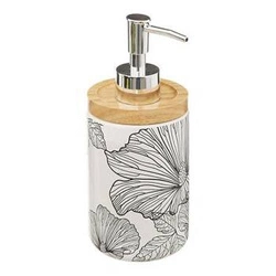 Dozownik do mydła Blackflora 400 ml nowoczesny biało-czarny do łazienki MDF