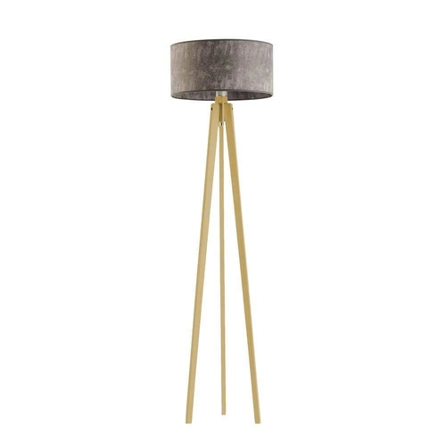 Lampa podłogowa MIAMI abażur szary melanż stelaż dębowy
