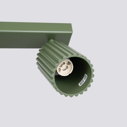 Plafon sufitowy KARBON 2 zielony oliwkowy nowoczesny aluminiowy do salonu z ruchomym kloszem