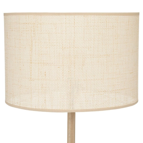 Lampa stojąca do salonu boho Della 149cm beżowa drewniana sosna z abażurem Atmosphera