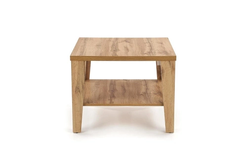Stolik kawowy Deya kwadratowy 70x70 cm dąb nowoczesny z półką do salonu Intesi