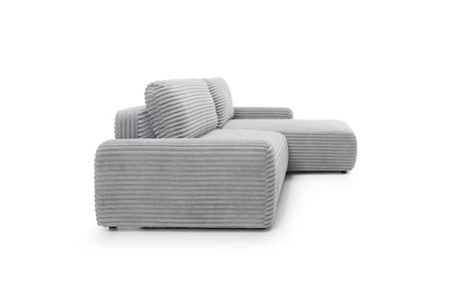 Narożnik sztruksowy z funkcją spania do salonu Domle prawy szary nowoczesny Intesi